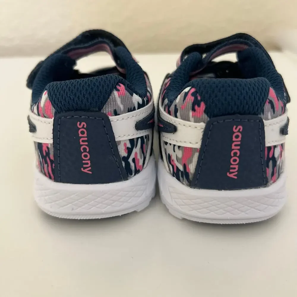 Saucony Ride 10 JR Navy Pink Camo Girls Sneakers Size 7W